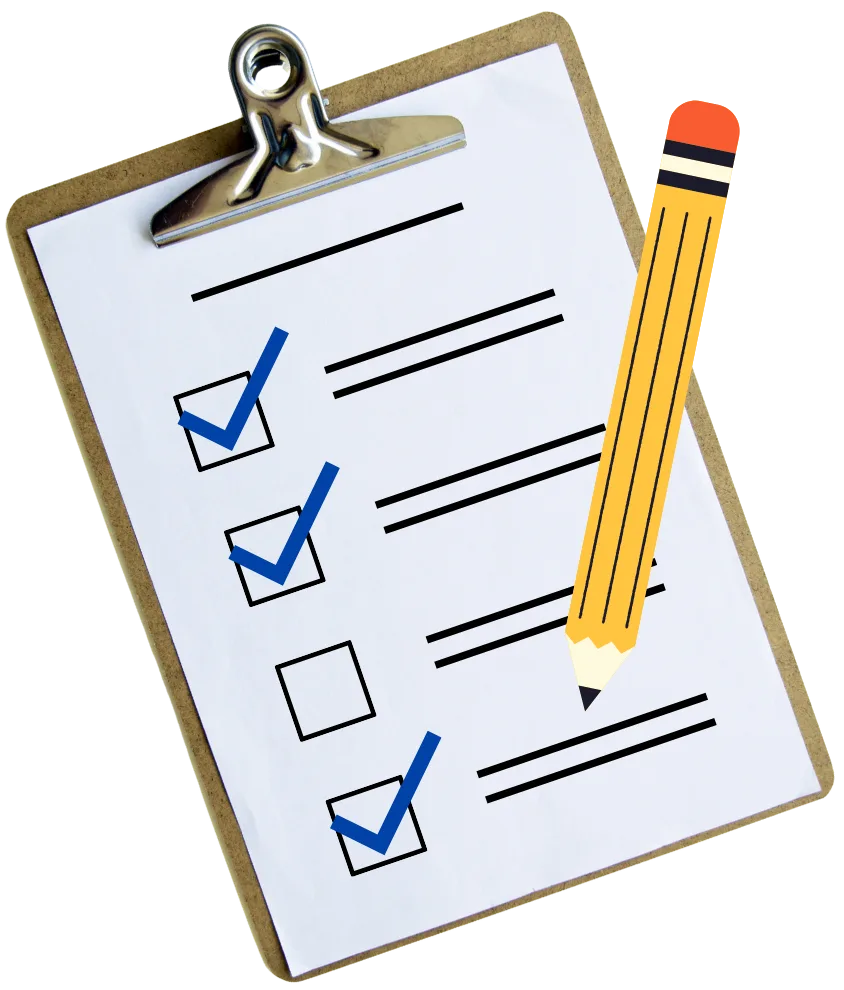 Clipboard with check boxes and a pencil icon hovering over.
