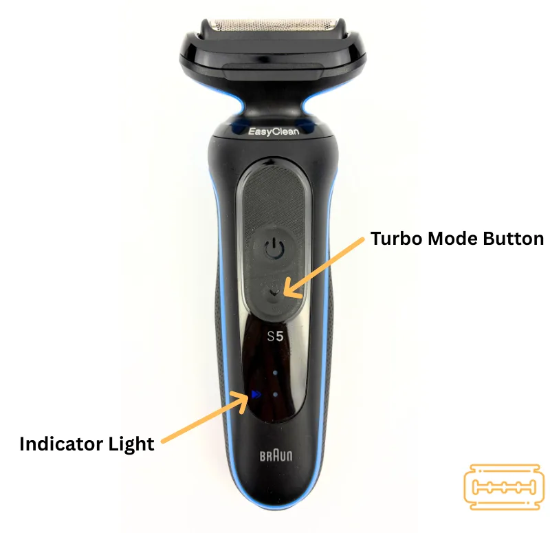 Independent arrows, one pointing to turbo mode button and other to turbo mode indicator.