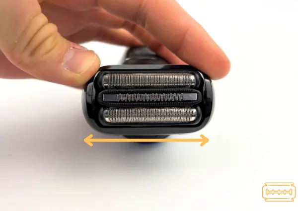 Visualization of the wide frame housed by the S5. Arrow running horizontally spanning across shaver.